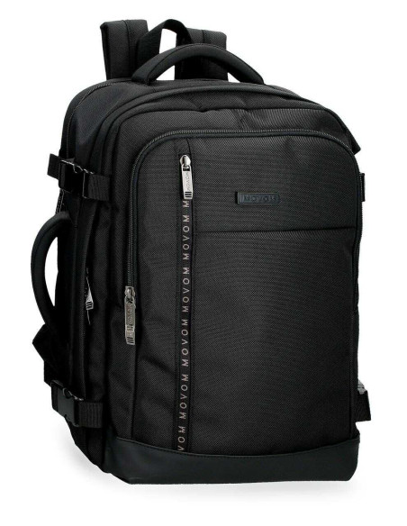 MOVOM Buster Mochila de Cabina para Portátil 15,6" Negro 25x40x17 cms Poliéster y Piel Sintética 17L