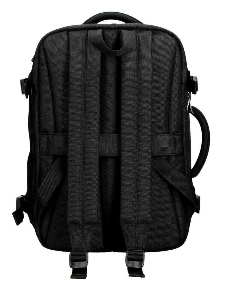 MOVOM Buster Mochila de Cabina para Portátil 15,6" Negro 25x40x17 cms Poliéster y Piel Sintética 17L
