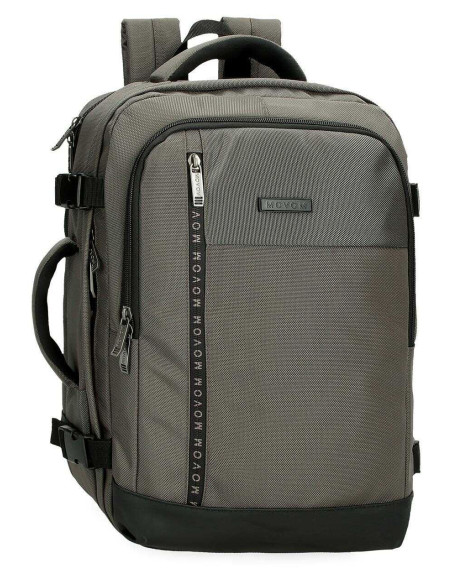 MOVOM Buster Mochila de Cabina para Portátil 15,6" Negro 25x40x17 cms Poliéster y Piel Sintética 17L