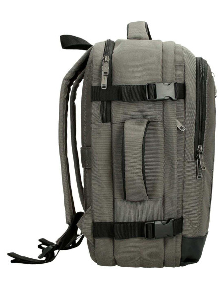 MOVOM Buster Mochila de Cabina para Portátil 15,6" Negro 25x40x17 cms Poliéster y Piel Sintética 17L