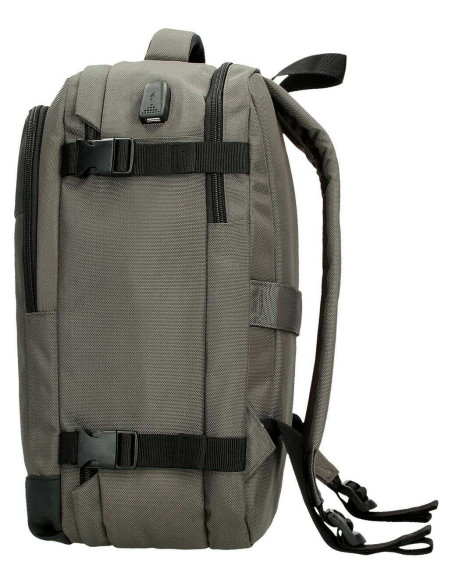 MOVOM Buster Mochila de Cabina para Portátil 15,6" Negro 25x40x17 cms Poliéster y Piel Sintética 17L
