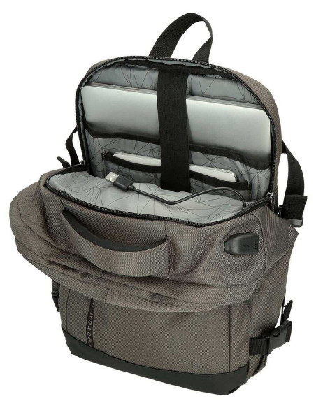 MOVOM Buster Mochila de Cabina para Portátil 15,6" Negro 25x40x17 cms Poliéster y Piel Sintética 17L